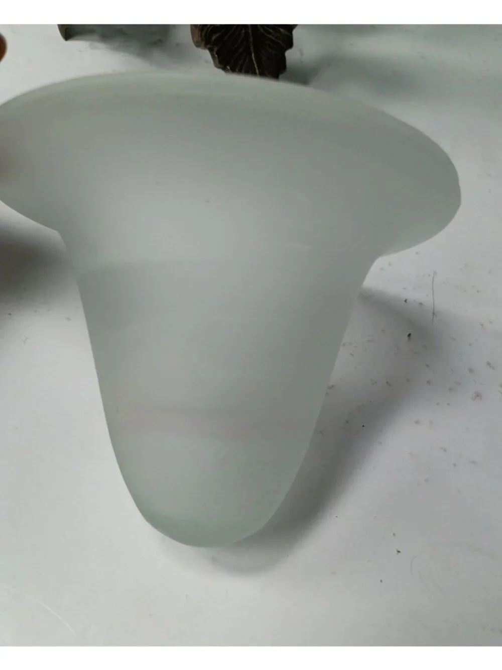 Bronze Frosted Glass Fleur de Lis Vase Candle Holder Footed French Country